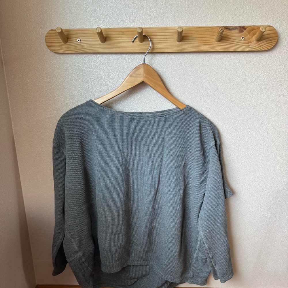 lululemon athletica Waffle knit Cotton Long Sleeve Heather Gray Top No Size